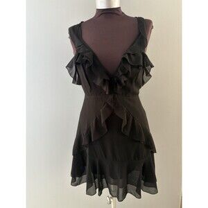 Storia Babydoll Dress Size S Black Ruffled Mini Witchy Goth Whimsy Feminine Y2K
